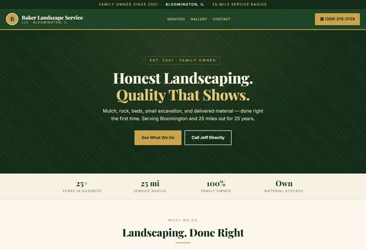 Baker Landscape homepage