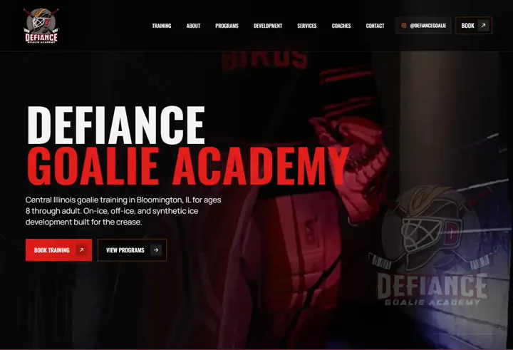 Defiance Goalie Academy homepage