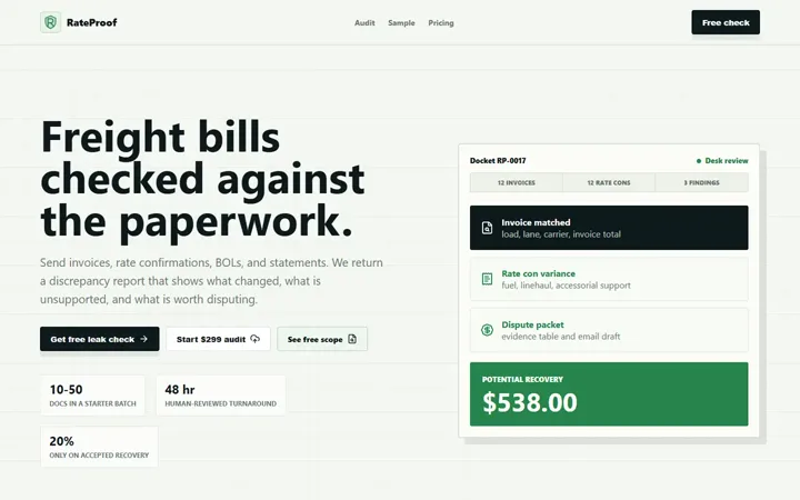 RateProof homepage